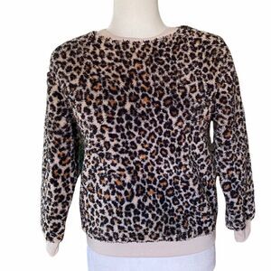 Art Class Chunky Animal Print Sherpa Top SZ L